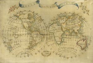 Silk embroidery-map of world